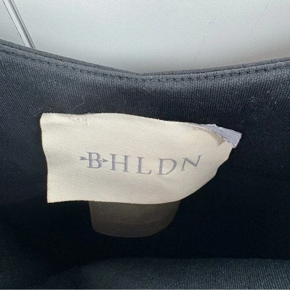 Anthropologie BHLDN Leti Satin Midi Dress Black Formal Evening Cocktail Size 4 - Picture 6 of 8